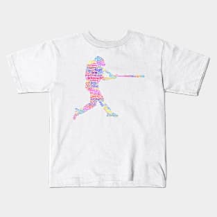 Baseball Sport Silhouette Shape Text Word Cloud Kids T-Shirt